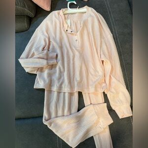 Z Supply Blush Waffle Knit Top and Joggers